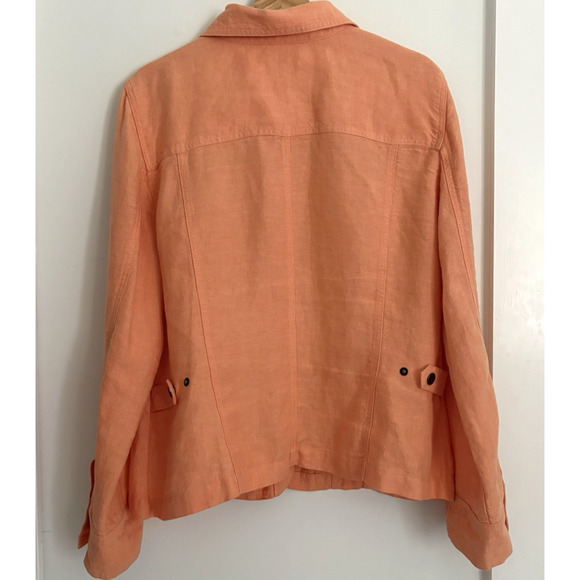 J Jill Linen Button Front Jacket Lightweight Casual Soft Orange Resort Boho L - Picture 5 of 11